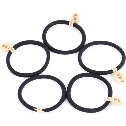 Simple Style Women Black Color Rope Elastic Hair Ties 4mm Thick Hairbands Hair Band 5 cm*5 cm NEW 10Pcs
