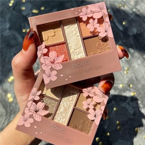 Romantic Flower 5 Colors Eyeshadow Palette Matte Shimmer Glitter Smooth Powder Long-wearing Waterproof Pigmented Eyes Makeup