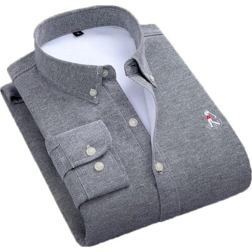 Aoliwen brand men 60% cotton gray solid color warm shirt winter casual Plush anti wrinkle cold resistant long sleeve slim shirts