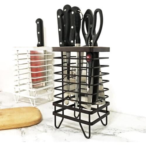 Stainless Steel Mesh Knife Stand Kitchen Desktop Vertical Hollow Mildew Proof Scissors Sharpener Storage Rack Knife Holder Block
