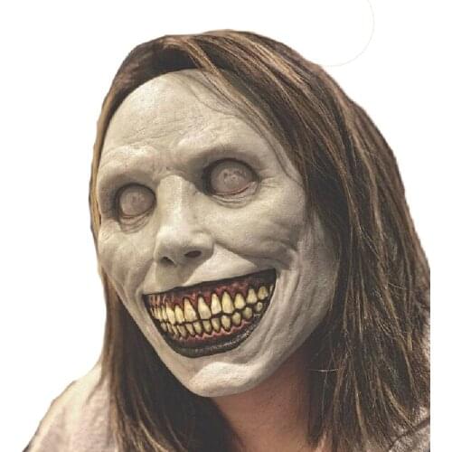Snailify Smiling Mask Creepy Scary Halloween Mask For Adult Half Exorcist Green Demon Masks