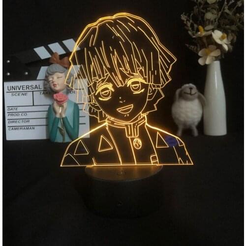 Anime Night Project Light LED 3D Agatsuma Zenitsu Figure Kids Room Lamp with Remote Demon Slayer Nightlight Bluetooth Speaker