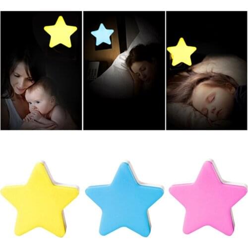 Cute Star LED Night Light Sensor Control Dimmable Lamp Remote Control EU Plug 110V/220V For Home Bedroom Children Kids Gift
