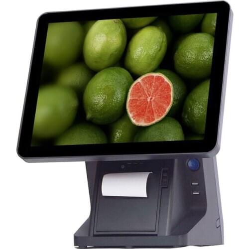 Commercial EPOS for retailers 15 inch POS system touch screen black POS with printer and VFD