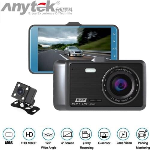 Anytek A60 Dash ADAS Car 4inch IPS Screen 1080P 170Degree Wide Angle Dual Camera Driving Recorder 24Hours Parking Monitoring DVR