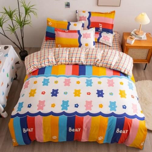 Bed Linens High Quality Canon Bear Stripes Beddings Comforter Set Duvet Cover Bedlinen Lovely King Queen Size Quilt Cover Set