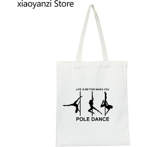 Pole Dance Printed Women High Quality Canvas Shoulder Bag Funny Lady Handbag Casual Eco Reusable Tote Shopping Bag Shopper Bags