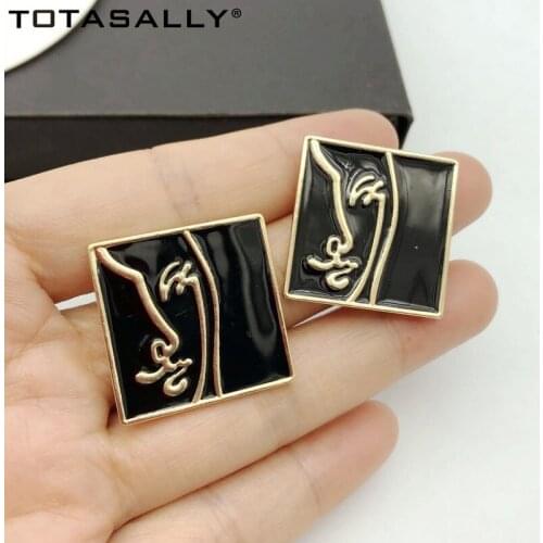 TOTASALLY Funny Square Earrings for Women Fashion Enamel Beauty Face Earrings Noval Geometric Stud Earrings for Party