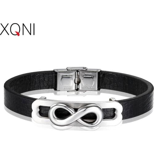 XQNI Special Design "8" Pattern Double Layer 4 Colors Toggle-Buckle Genuine Leather Bracelet For Female Birthday Memorial Gift