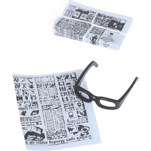 1:12 Dollhouse Miniature Mini Newspaper Glasses Model Doll House Furniture Toy Accessories New