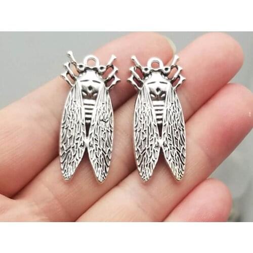 10pcs/lot--16x37mm, Antique silver plated Cicada charms,DIY supplies,Jewelry accessories