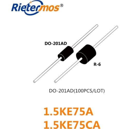 100PCS 1.5KE75 1.5KE75A 1.5KE75CA DO-201AD HIGH QUALITY