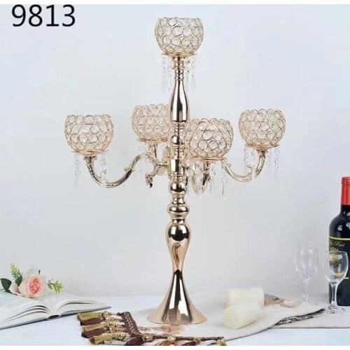 12pcs) Crystal Candelabra Candelabra Hot Sales 60 Cm Tall Crystal Glass gold mental Candelabra qq296