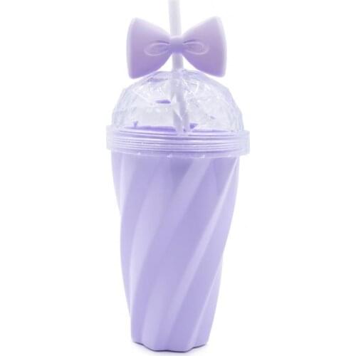 380ML Lovely Straw Cup Cold Drink Cup Plastic With Bow Lid Straw Cup Bottle High Quality Home Office School Gift Drinkware Mug
