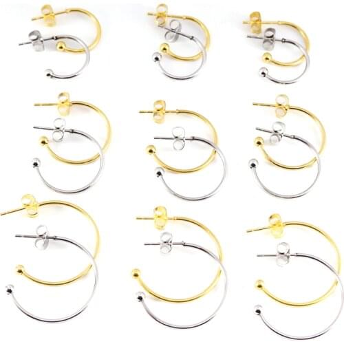 6pcs Stainless Steel C-shaped Ear Hook Earring Pendant Earrings Accessories Ear Pin DIY Handmade Earring Jewelry Making Findings