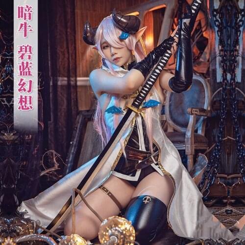 Anime Granblue Fantasy MAO Battle Suit Gothic Sexy Uniform Cosplay Costume+wig+headwear Halloween Women Carnival Free Shipping