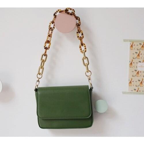 European Fashion Acrylic Resin Chain Hit Color Retro Exaggerated Leopard Print Handmade Thick Chain Bag Decoration Chain Strap