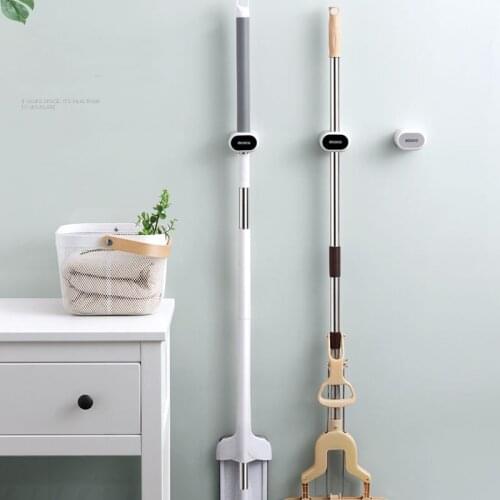 Mop Broom Holder Wall Mounted Mop Holder Household Adhesive Storage Broom Strong Hanger Mop Hook Rack Kitchen Bathroom Organizer