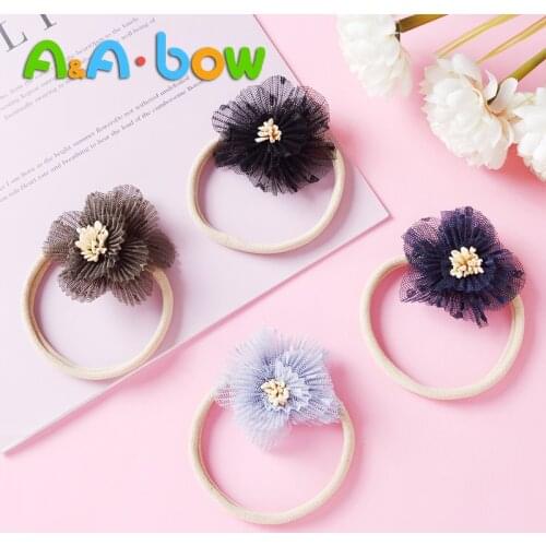 Baby Headbands Chiffon Flower Girls Handmade Elastic Nylon Elastic Hair Band Baby Headband Headdress Newborn Hair Accessories