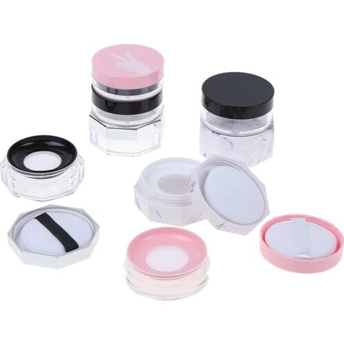 11types Cosmetic Travel Makeup Jar Sifter Container Portable Plastic Powder Box Handheld Empty Loose Powder Pot With Sieve Puff