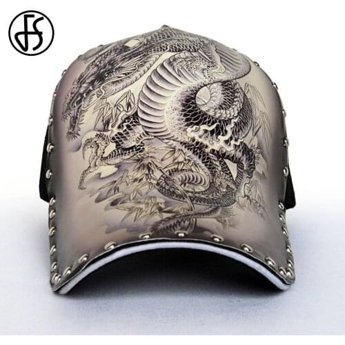 FS 3D Printing Chinese Dragon Baseball Caps For Women With Rivet Streetwear Men Caps And Hats Hip Hop Cap Snapback Bone 2019