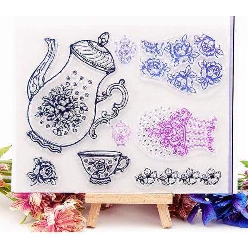 Hot sale teapot Transparent Clear Stamps / Silicone Seals Roller Stamp for DIY scrapbooking photo album/Card Making