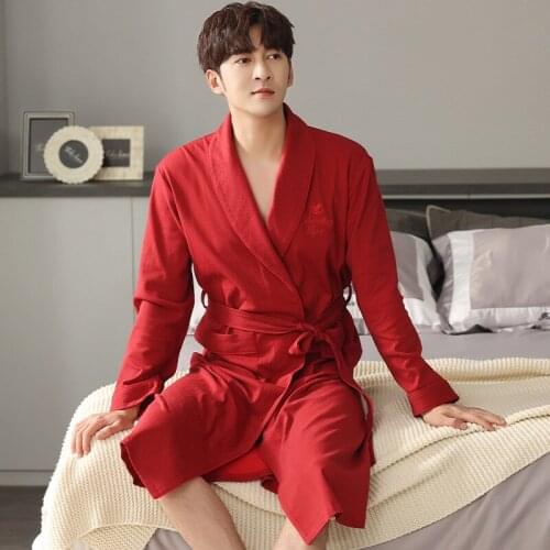 Summer Men Cotton Robe Bridegroom Wedding Dressing Gown Large Size L-4XL Kimono Bathrobe Sexy V-Neck Lounge Home Wear With Belt