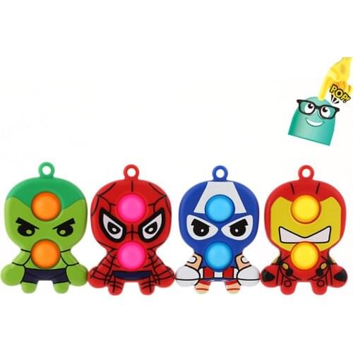 Anti Stress Fidget Toys Anime Kawaii Marvel Figures Spiderman Captain America for Adults Relieve Stress Push Bubble Squeeze Toy