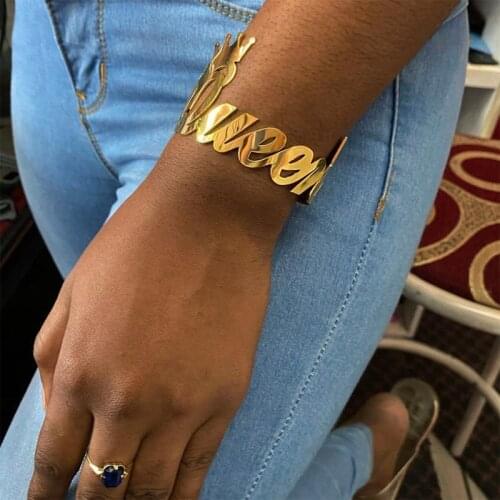 Customized Name Bracelets for Women Stainless Steel Gold Silver Color Bracelet Personalized Charm Bangle Valentine Jewelry Gift