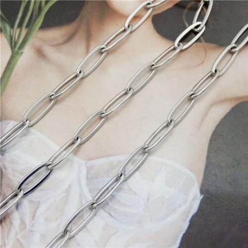 Julie Wang 1 Meter 12*4mm Stainless Steel Cross O Chain White K Golden Necklace Bracelet Anklet Jewelry Making Accessory