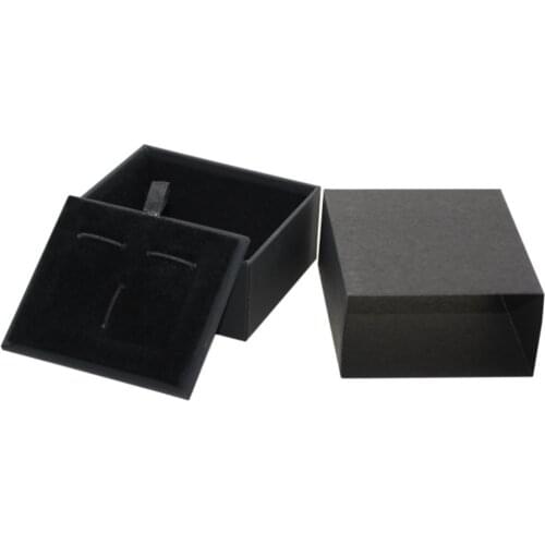 100pcs/lot Paperboard Cufflinks Tie Clip Boxes Black/Blue Matte Cardbord Box for Cuff link Tie Pin Jewelry Box Packing Gift Box