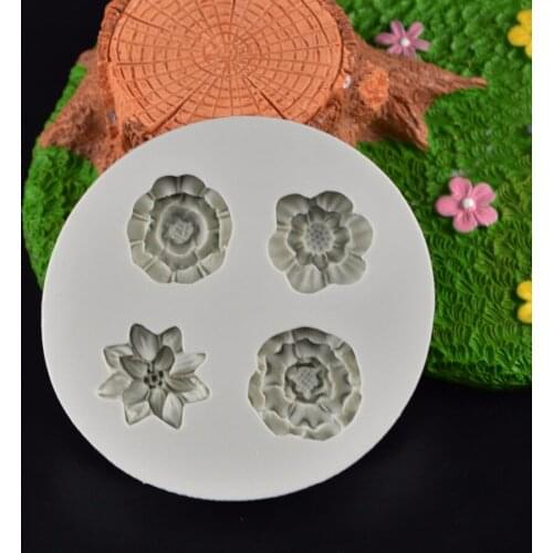 KLM Food Grade Flowers Shape Silicone Fondant Candy Mold Handmade Soap Mold DIY Baking Tools
