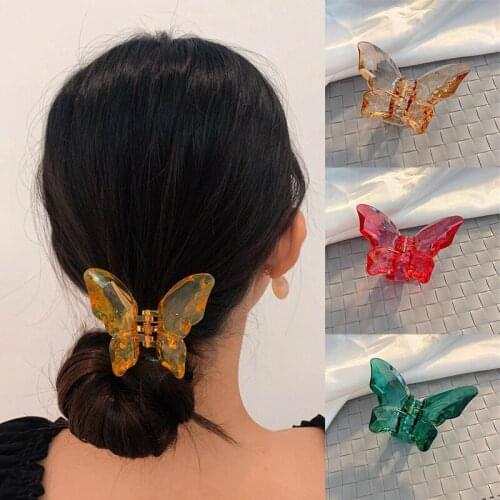 Korea Butterfly Hair Claw For Women Girls Acrylic Hair Accessories Scrub Hair Clips Crab For Hair Simple Hairpin Hair Accessory