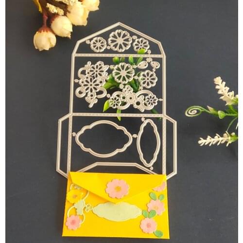 Beautiful Envelope Box Flower Cloud combination Metal cutting Mould scrapbook DIY album Card template Paper Technology