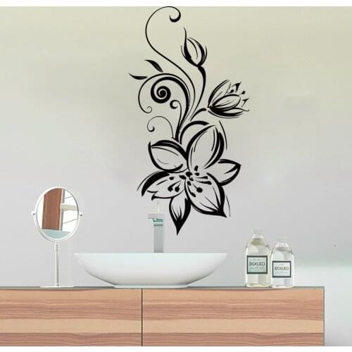 Beautiful Flower Wall Decals Floral Pattern Vinyl Wall Sticker Nursery Bedroom Bathroom Plant Murals Home Decor