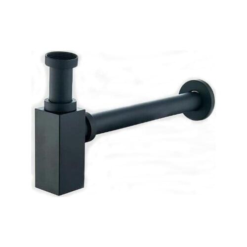 Matt Black/Chrome/Gold Wall Drainer P-Traps Square Alba Vintage Brass Bottle Trap Basin Pop Up Waste Plumbing Tube Replacment