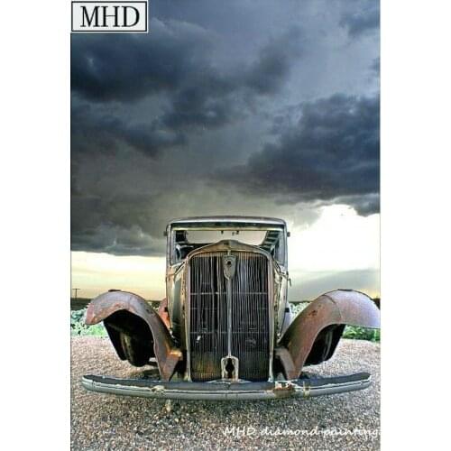 MHD 5d diy diamond painting kit old car picture 3D square drill diamond mosaic for home decoration artwork gift