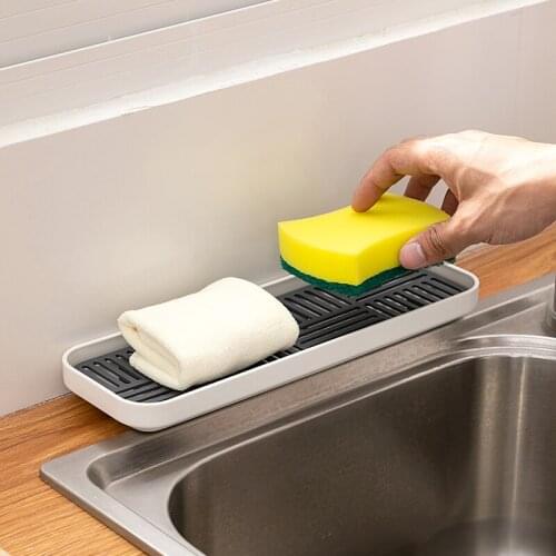 Kitchen sink organzier,soap and sponge holder,bottle cup tableware Drain Tray - Storage Tray for Dish washing Sponge JU32607