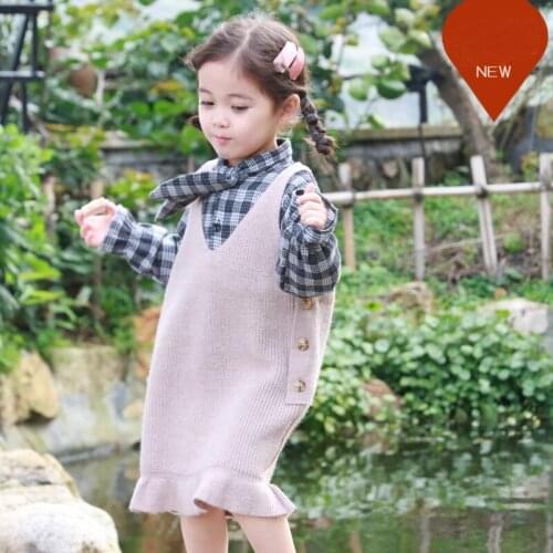 Autumn Children Sweater Dress 2020 New Sleeveless Knitted Vest Dress Fashion Girls CLothes DT214