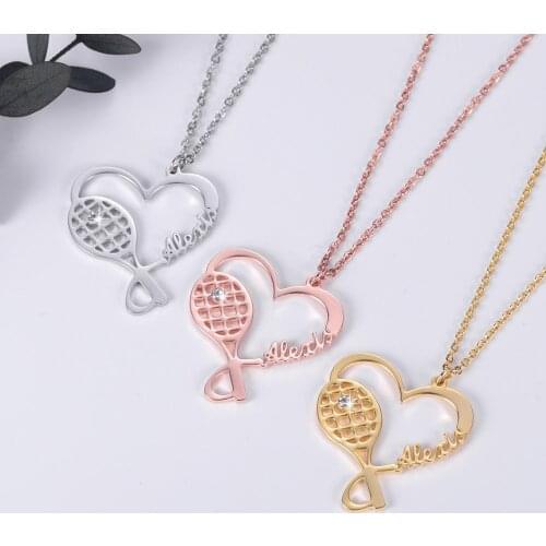 Tennis Necklace, Personalized Tennis Necklace, Tennis Player Gifts, Tennis Gifts, Tennis Raquet Necklace, Initial Birthstone