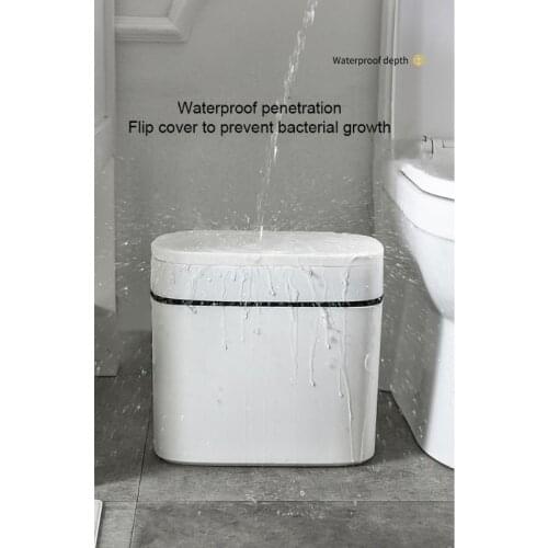 Rectangular Hand Press Slim Plastic Trash Can with Lid 12L/14L Household Barrel Wastebasket Garbage Container Bin for and N0PA