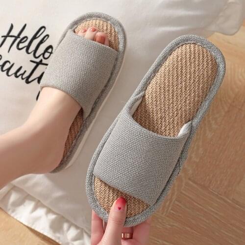 Men Slippers Sandals Flip Flops Women New Autumn Spring Fashion Breathable Hemp Non-Slip Shoes Home Slides Solid Casual Male