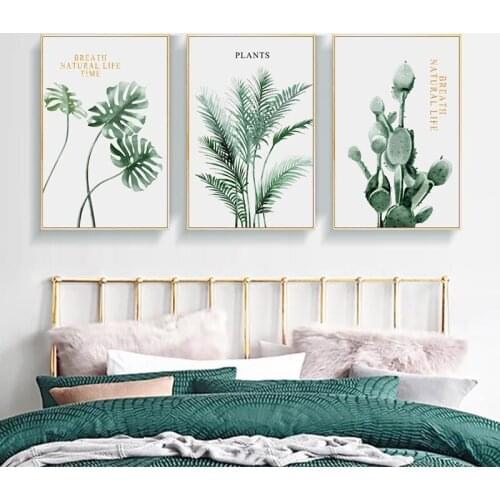 Nordic Poster Green Plant Leaf Canvas Art Print Cactus Wall Painting Decoration Pictures for Living Room Scandinavian Home Decor