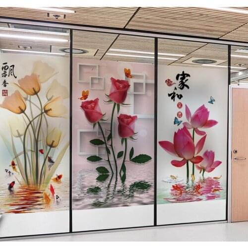 European style glass film bathroom toilet window frosted sticker light translucent opaque rose flower anti-peep static sticker