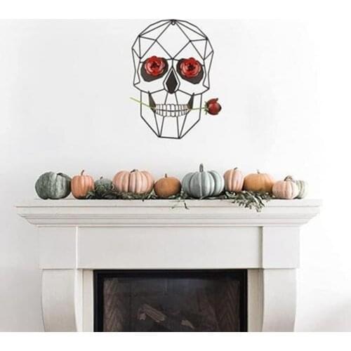 Halloween Decoration Metal Skull Rose Ornament Creative Halloween Props Indoor Wall Art Decoration For Home Living Room Bedroom