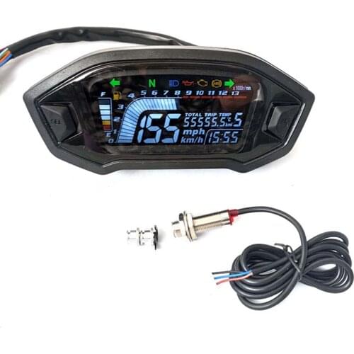 Universal ABS Motorcycle Lcd Cylind For 1,2,4 Cylinder Speedometer 13000 Rpm Optional Backlight Digital Odemeter Tachometer