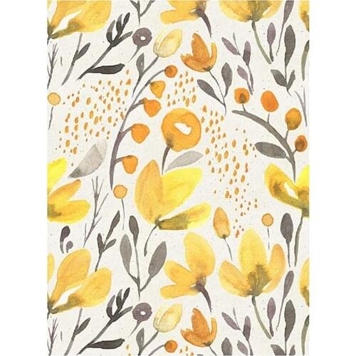 Vinyl Peel And Stick Handpainting Watercolor Seamless Yellow Fresh Floral Kapok Self-Adhesive Wallpaper Livingroom Home Decorate