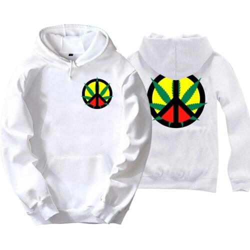 Girls Woman Hoodie Peace Symbols Plant Leaf Reggae Regge Rasta Jamaica Couple Clothes Autumn Winter Fleece ZIIART