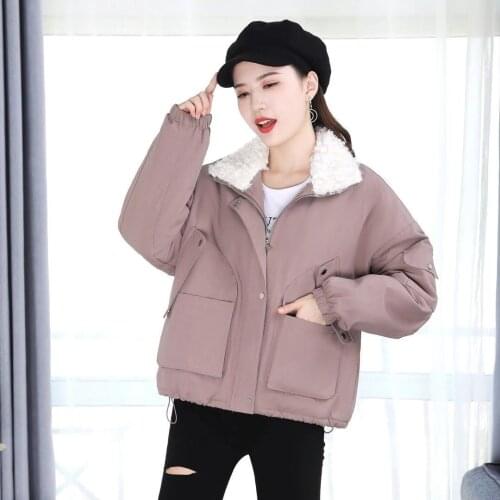 HSTAR Womens Cotton-padded Jacket Large Size 2020 Winter Fur Collar Long Sleeves Plus Velvet Thick Warm Parkas Coat