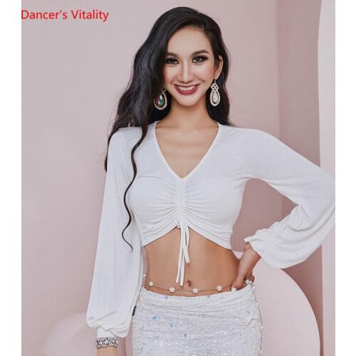 Belly Dance Top V-neck Shirt Temperament Long Sleeve Practice Clothes Female adult Elegant Performance Clothing Winter